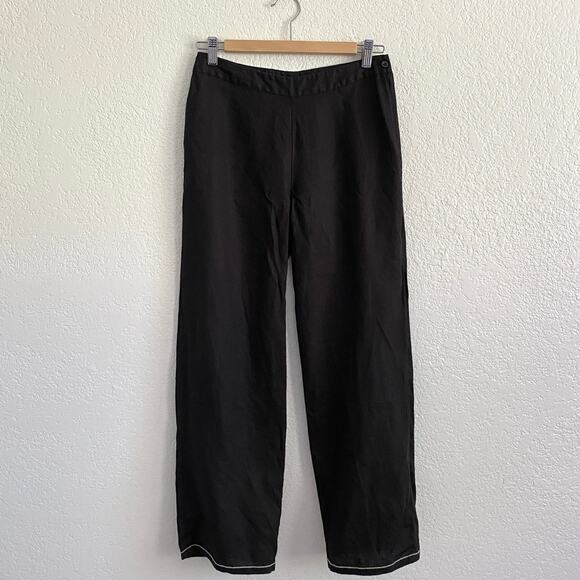 Max Studio 100% Linen Mid Rise Straight‎ Leg Pant Black Size 6 - Picture 2 of 9